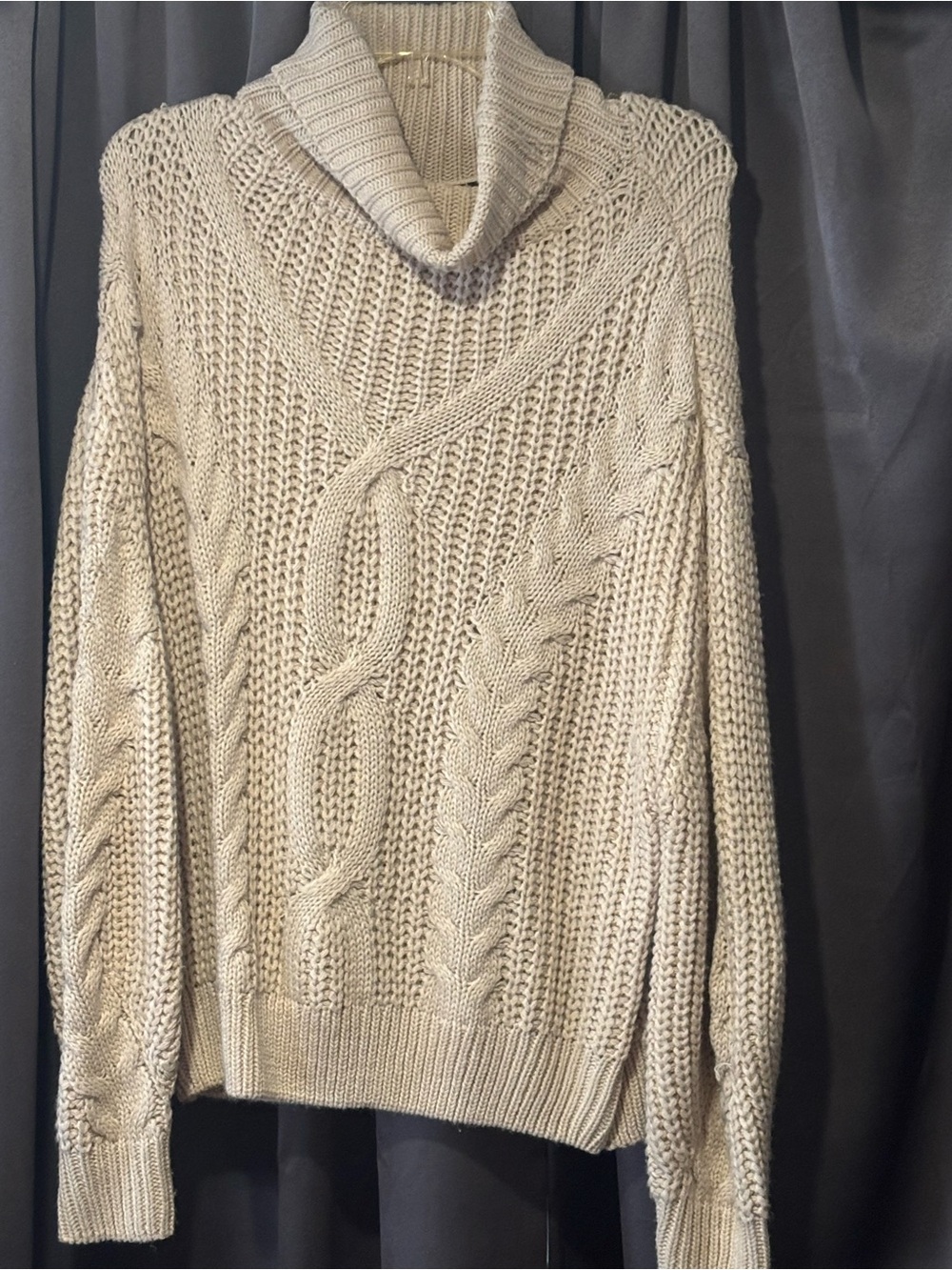 moon & madison Chunky Cable Cowl Sweater in Cream